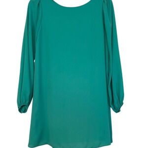 Nymphe Women's Green Long Sleeve Shift Dress M preppy short old money Careercore